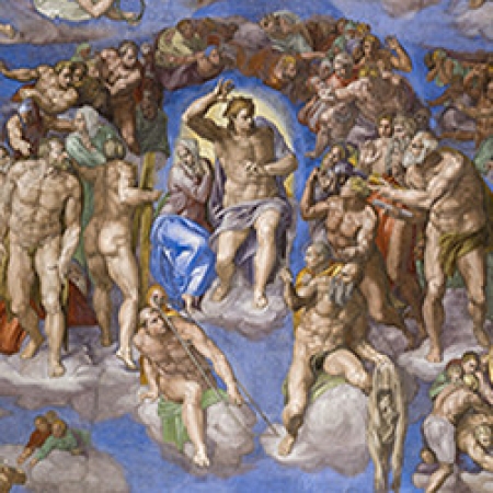 Last Judgement Closeup of Jesus and Mary by artist Michelangelo Buonarotti